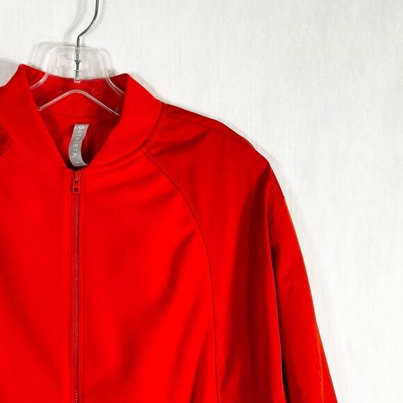 Athleta Medium Jacket Fleece Bomber Windbreaker Vibrant‎ Orange Full Zip 753 - Picture 4 of 11